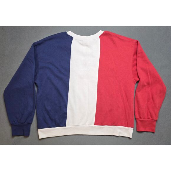 Isaac Morris Womens L America‎ Sweater Red Blue Flag Colorblock Embroidered USA - Picture 8 of 8